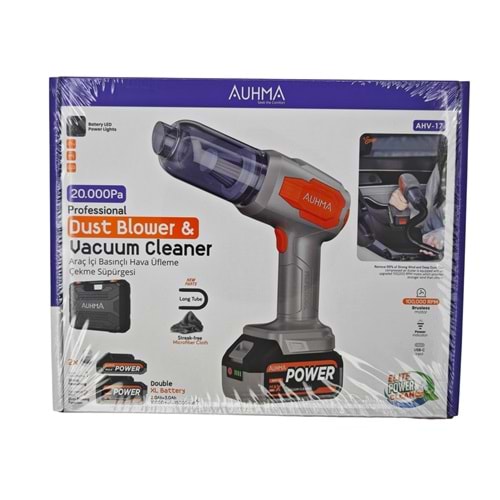 AHV-17 Auhma Şarjlı Araç İçi Hava Üfleme ve Çekme El Süpürgesi
