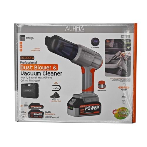 AHV-21 Auhma Şarjlı Araç İçi Hava Üfleme ve Çekme El Süpürgesi
