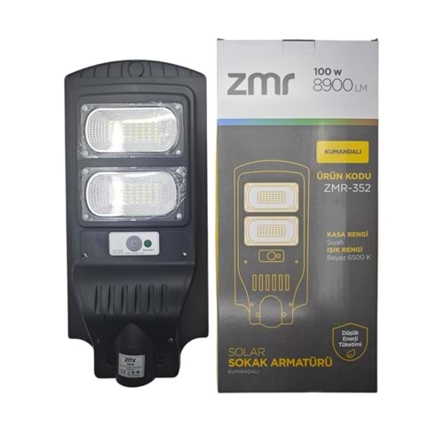 ZMR-352 ZMR 100W Led Solar Şarjlı Sokak Armatürü - Kumandalı