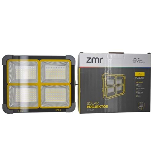 ZMR-361 ZMR 200W Led Solar Şarjlı Projektör - 4 Fonksiyonlu