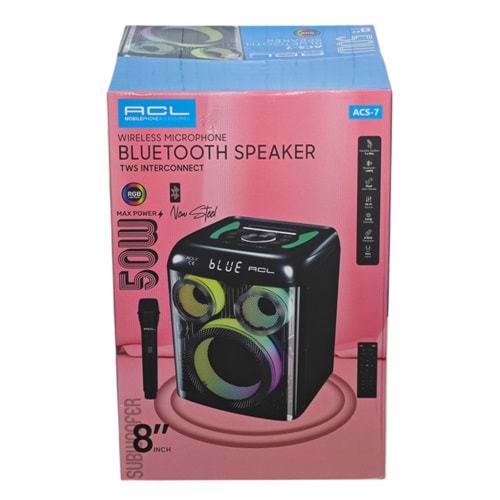 ACS-7 ACL Mikrofonlu Bluetootlu Şarjlı Müzik Kutusu 50W
