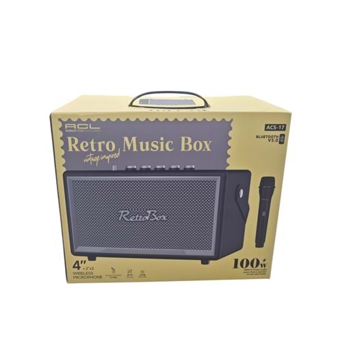 ACS-17 ACL Mikrofonlu Bluetootlu Şarjlı Müzik Kutusu 100W