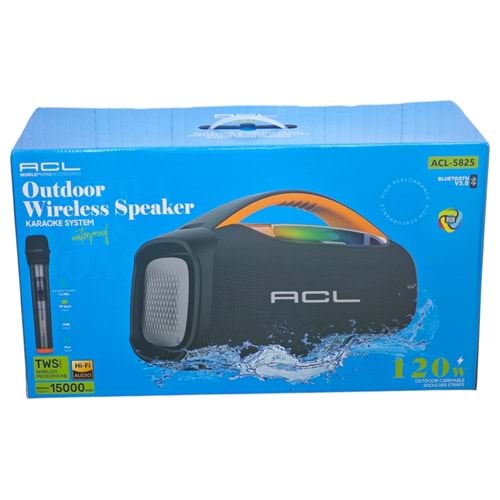 ACL-5825 ACL Mikrofonlu Bluetootlu Şarjlı Müzik Kutusu 120W