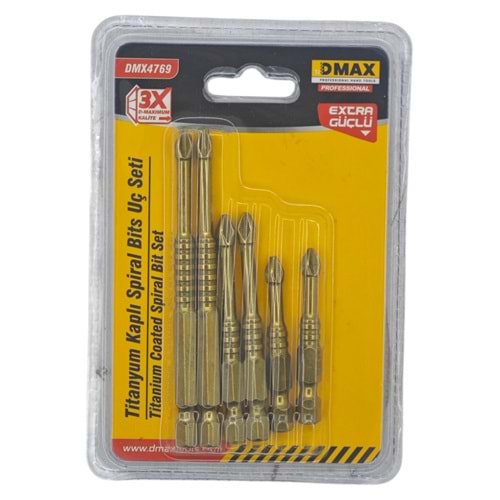DMX4769 Dmax Titanyum Kaplı Spral Bits Uç Seti 6prç