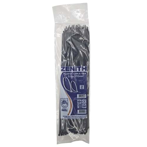 4037 Zenith Kablo Bağı - Plastik Kelepçe 3.6mm 370mm - Siyah