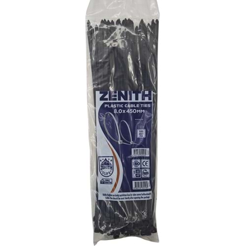 4046 Zenith Kablo Bağı - Plastik Kelepçe 8mm 450mm - Siyah