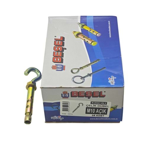 KD8K Beşel Kancalı Çelik Dübel M10 120mm - Açık