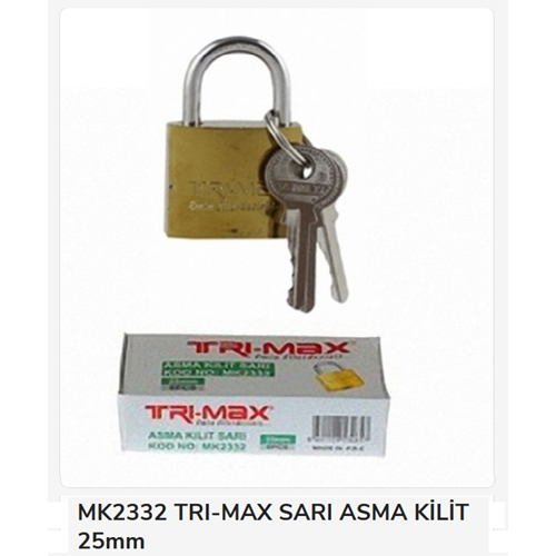 MK2332 Trı-Max Asma Kilit 25mm (Sarı)