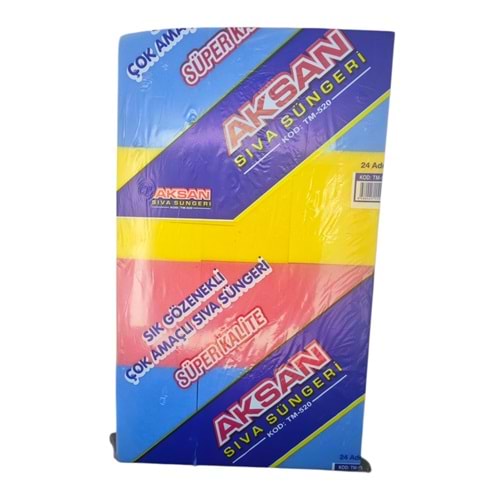 TM-520-24 Aksan Sıvacı Süngeri 24lü - Renkli