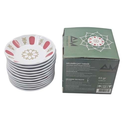 ENF-023 Aslan 142 Melamin Çay Tabağı 12li- Kırmızı