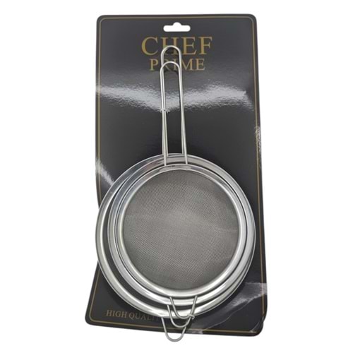 ENF-361A Chef Prime 3lü Metal Süzgeç 16-18-20cm - Saplı
