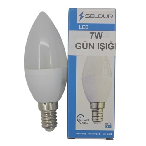 SED-7C-3 Seldur E14-7W Gün İşiği Led Ampul