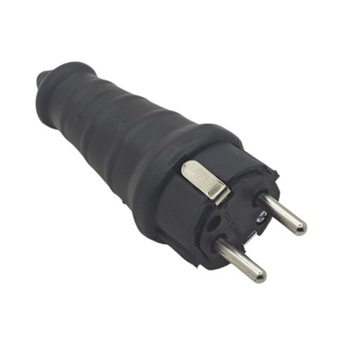 SL-F-206 Seldur Topraklı Kauçuk Erkek Fiş - Siyah