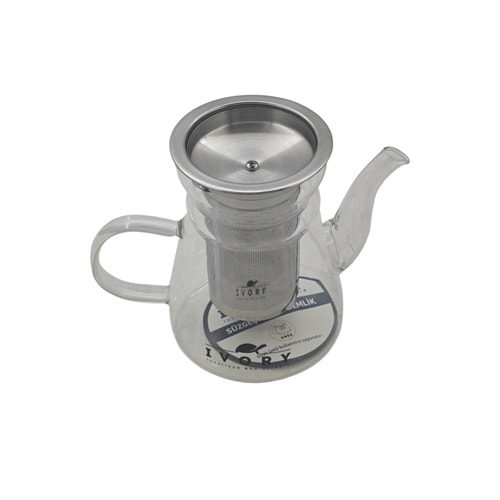 CAM-5770 İvory Süzgeçli Cam Demlik 600ml