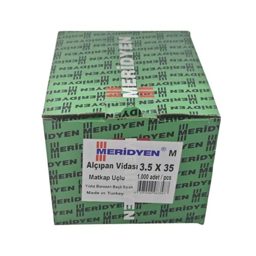 3535 Meridyen 3.5*35mm Sivri Uçlu Alçıpan Vidası 1000li - Yıldız Borazan Başlı