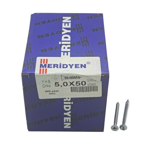 5050 Meridyen YHB Çinko 5.0*50mm Sunta Vidası 200lü