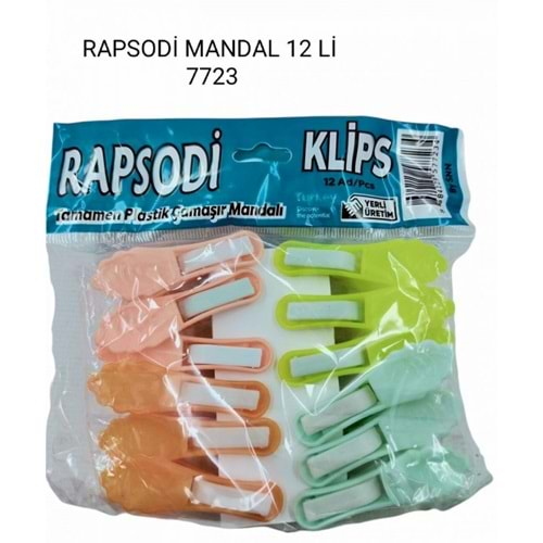 7723 Rapsodi Klips Plastik Mandal 12Li