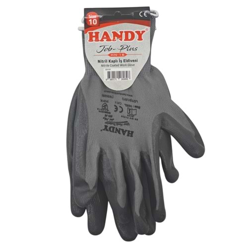 Hn-16 Handy Nitril İş Eldiveni 10 -Gri/Gri