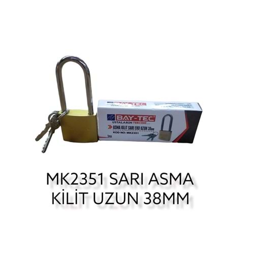 MK2351 BAY-TEC UZUN SARI ASMA KİLİT 38mm - Eko