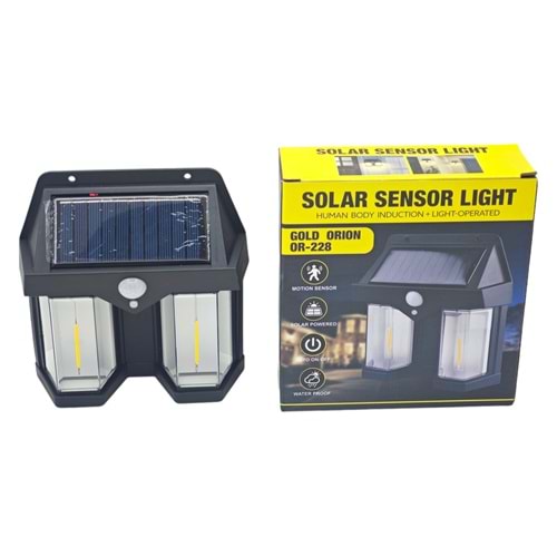 OR-228 Gold Orion Solar Şarjlı Duvar Aplik - Hareket Sensörlü