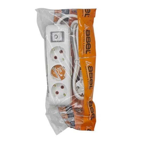 ASL-200 0206 Asel Ara Kablo Grup Priz 3lü 2m - Anahtarlı