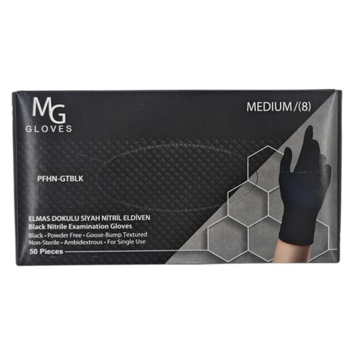 2598 MG Elmas Dokulu (M) Siyah Nitril Eldiven 50li