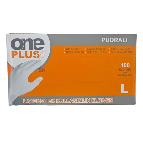 PGD-059 One Plus (L) Pudralı Beyaz Lateks Eldiven