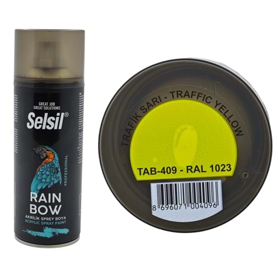 TAB-409 Selsil Raınbow Akrilik Sprey Boya 400ml - Trafik Sarı