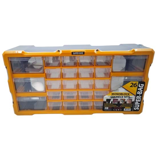 ASR-6004 Super-Bag 26lı Yatay Organizer Monoblock Çekmece Seti