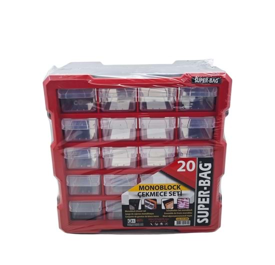 ASR-6006 Super-Bag 20li Organizer Monoblock Çekmece Seti