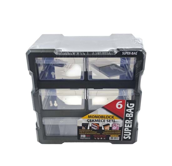 ASR-6008 Super-Bag 6li Küçük Monoblock Organizer Çekmece Seti