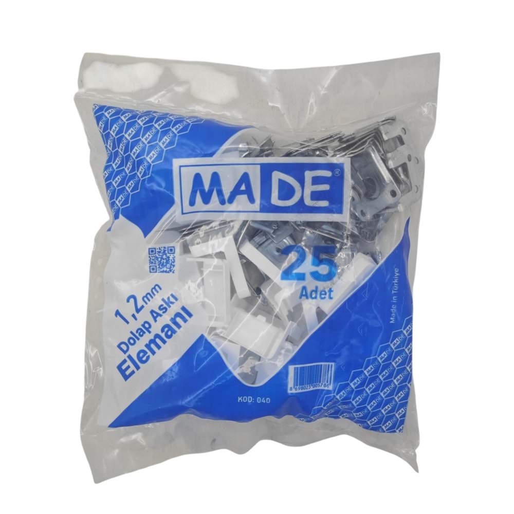 040 Made L Tipi Lüks Dolap Askı Elemanı - Beyaz