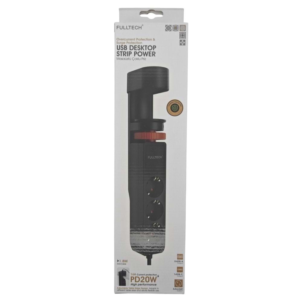 FTR-19 Fulltech 2xUSB-A 1xUSC-C Slotlu 3.4A Grup Priz