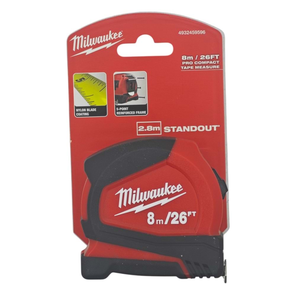 4932459596 Milwaukee Pro Kompakt Şerit Metre 8m*25mm