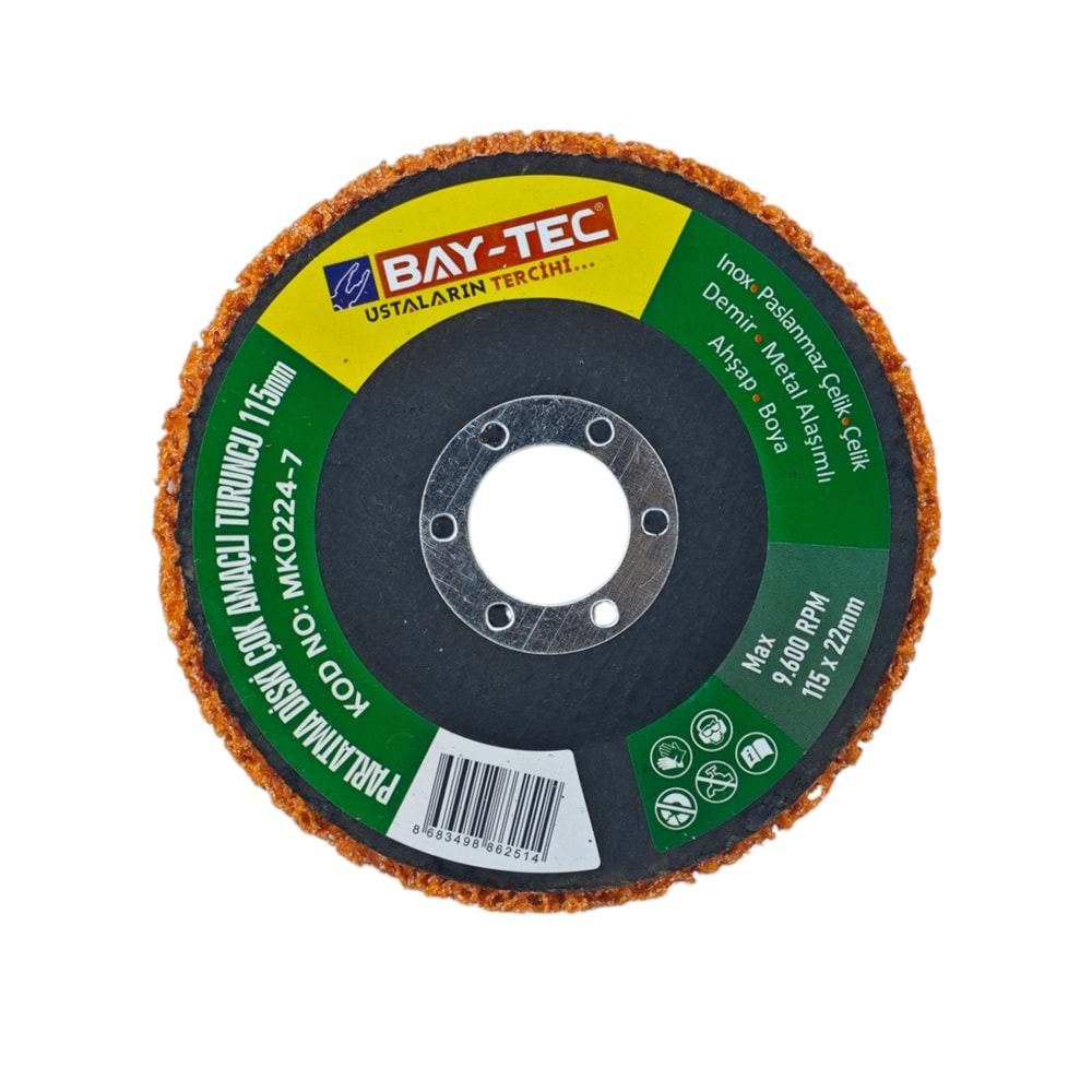 MK0224-7 Bay-Tec Çok Amaçlı Parlatıcı Disk 115mm - Turuncu