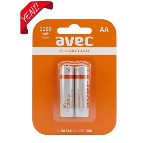 R06 Avec AA Şarjlı Kalem Pil 1100mAh 2li