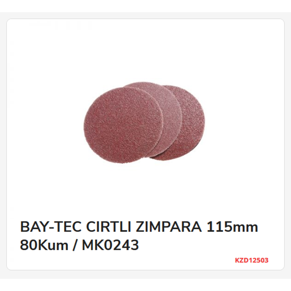 MK0243 Bay-Tec Cırtlı Zımpara 115mm 80kum
