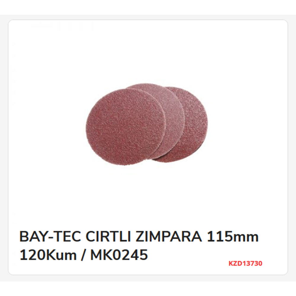 Mk0245 Bay-Tec Cırtlı Zımpara 115mm 120Kum