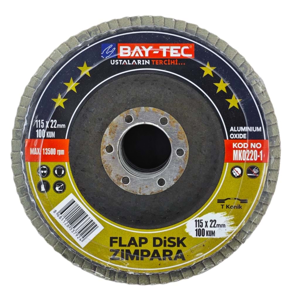MK0220-1 Bay-Tec Flap Disk Zımpara 115mm - 100 Kum