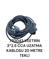 770043 Veetrin 3*2,5 Cca Uzatma Kablosu 20M - Tekli