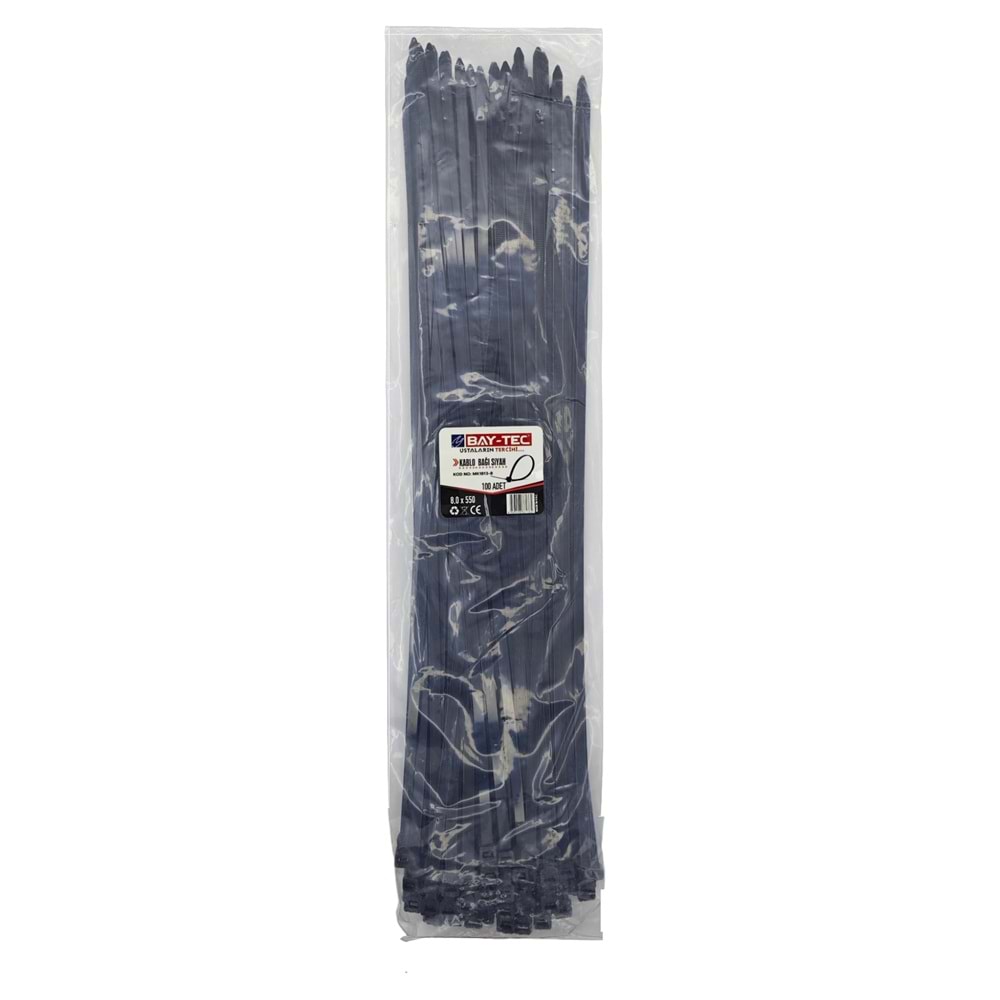 MK1813-8 Bay-Tec Kablo Bağı - Plastik Kelepçe 8*550mm - Siyah