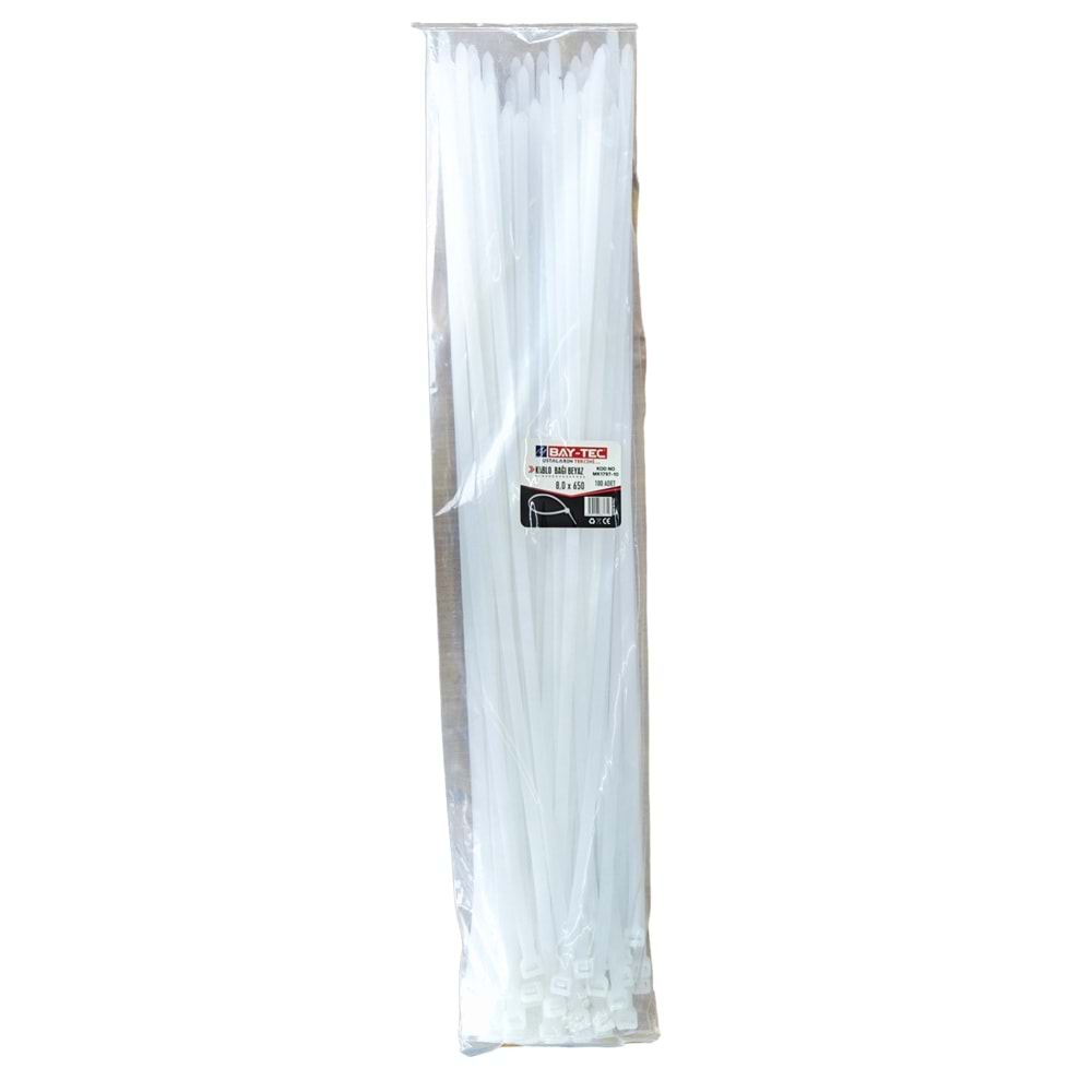 Mk1797-10 Bay-Tec Kablo Bağı - Plastik Kelepçe 8*650mm - Beyaz