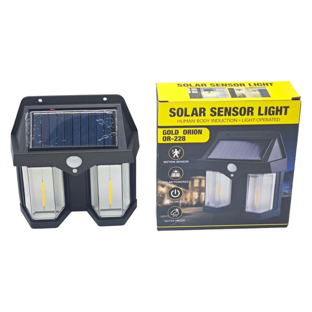 OR-228 Gold Orion Solar Şarjlı Duvar Aplik - Hareket Sensörlü