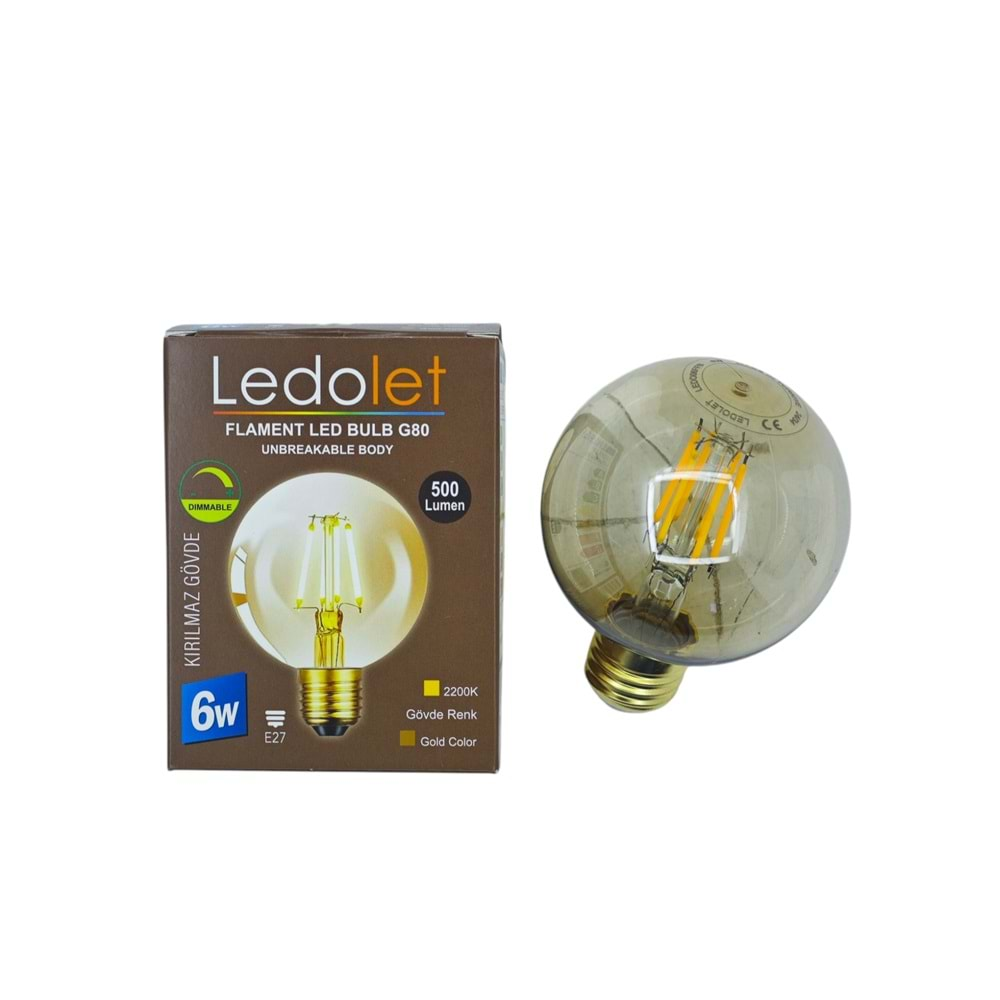 G80 Ledolet E27-6W Flament Led Bulb G80 Ampul