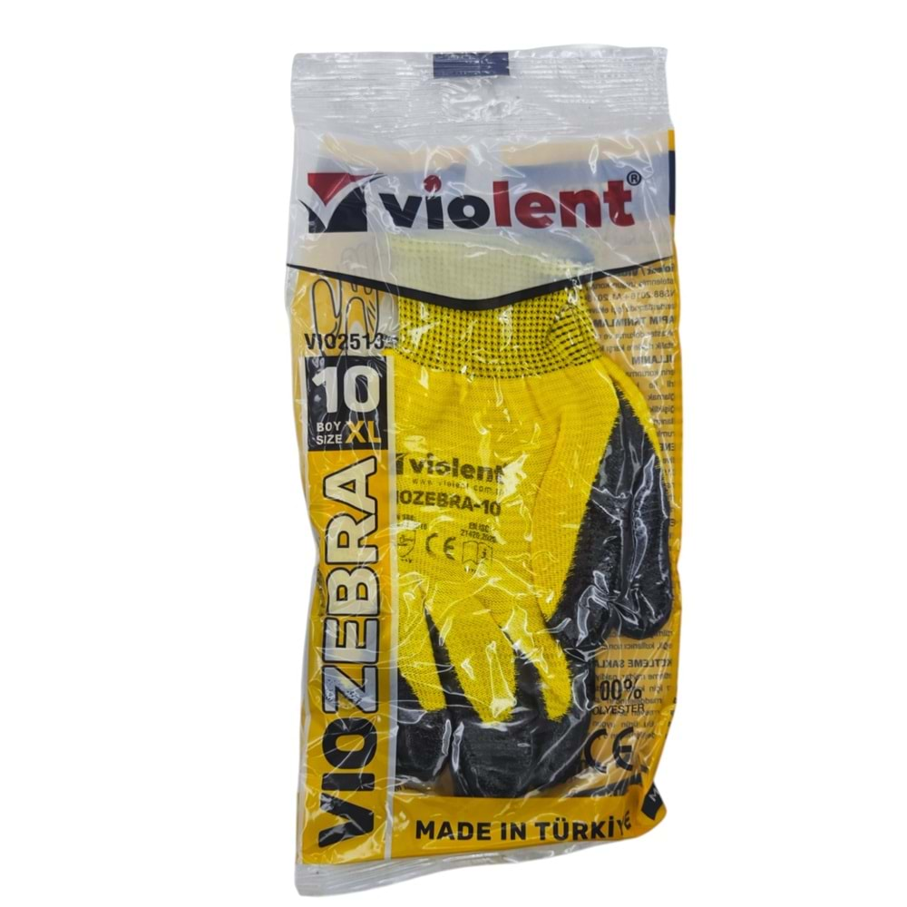 VIO2513 Violent Sarı/Siyah VioZebra Eldiven 10