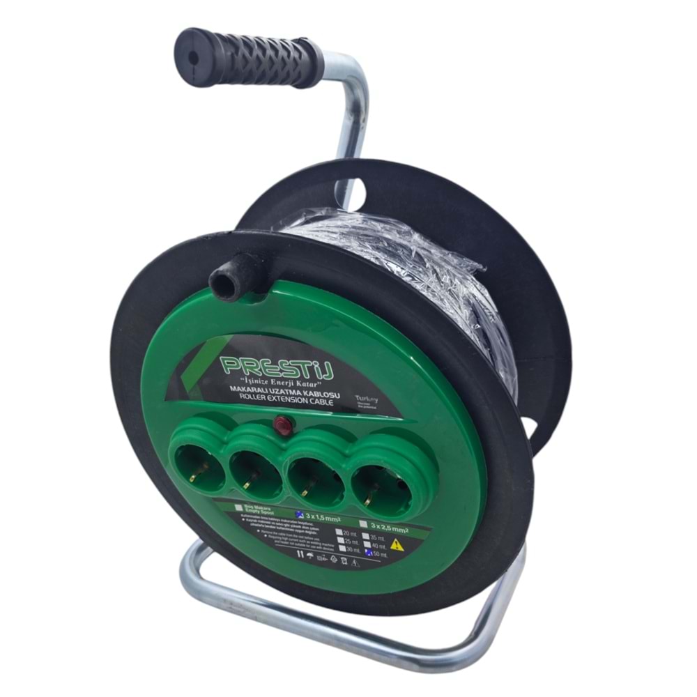 PR31550 Prestij 3*1,5 Makaralı Uzatma Kablosu 50m